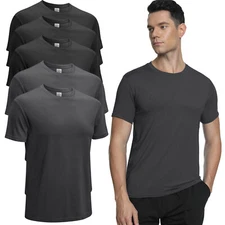 MEETYOO 5 Pack Mens Swim T-Shirts Active Athletic Short Sleeve Workout Top