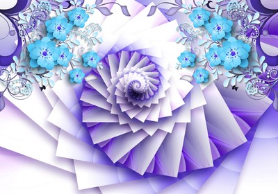 Fototapete lila Wendeltreppe hell blau Blumen Treppe ...