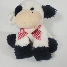 Melissa  Doug Meadow Medley Calf 7403 Baby COW black  white fuzzy plush 9"