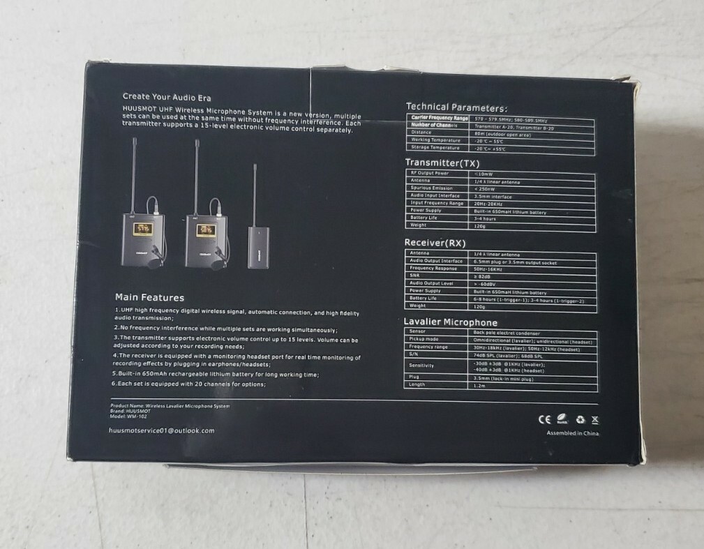 Huusmot+Wireless+Mic+System+Dual+Lavalier+Lapel+Microphone+One+MINI