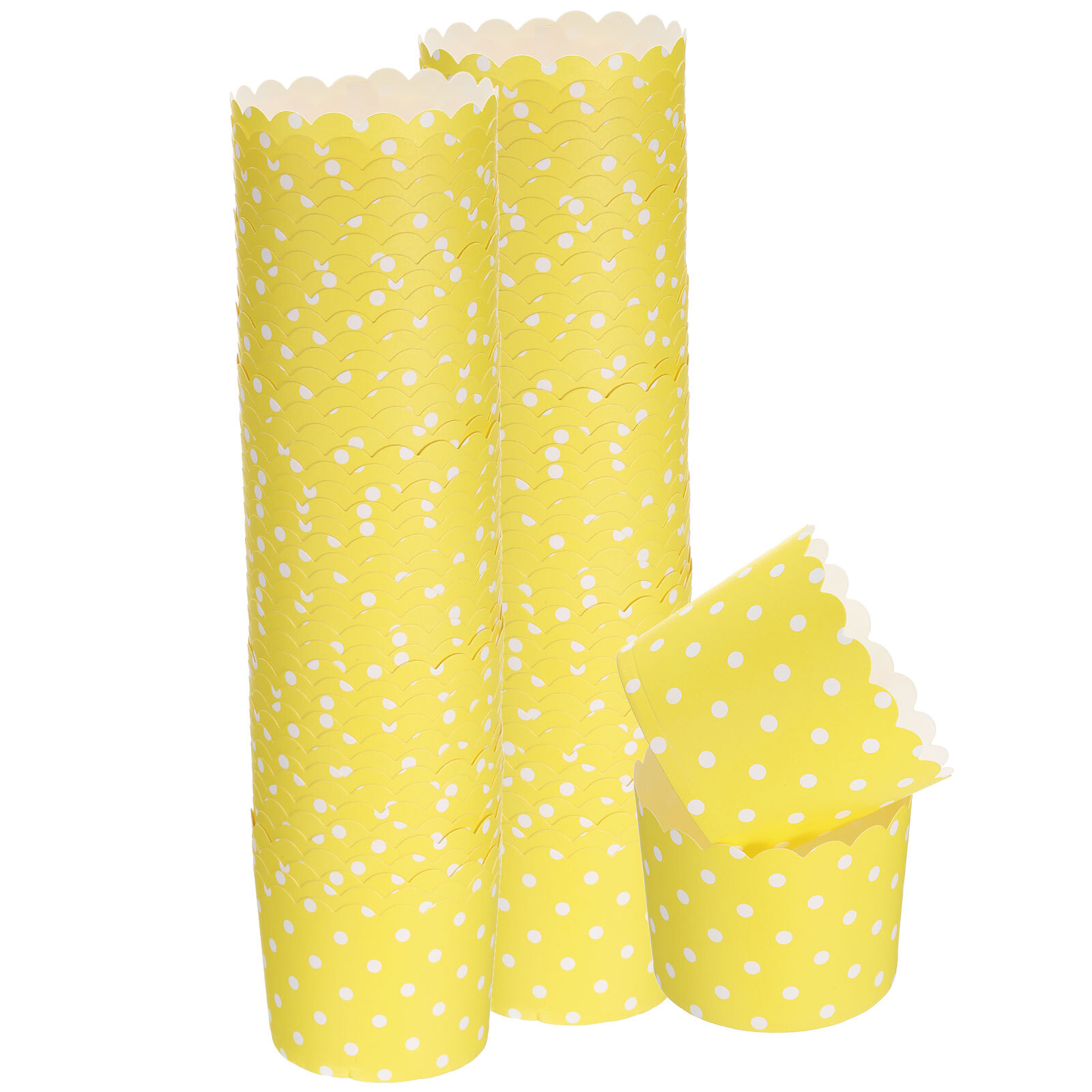 100Pcs Paper Baking Cups 6oz Cupcake Muffins Liner Wrappers Dot Yellow-image