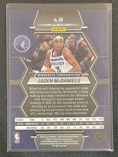 2023-24 Panini NBA Recon Jaden McDaniels Bronze /299 + Green Mosaic!! - Picture 5 of 5
