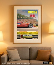 Stampa artistica A2 Motorsport - Poster gara Monza 1981 Gilles Villeneuve arte originale