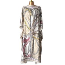 Dubai Silk Feel Baroque Scarf Print Maxi kaftan Summer Dress One Size
