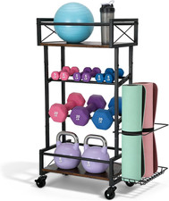 Yoga Mat Storage Rack, Home Gym Storage Rack, Retro Metal  Wood Weight Storage