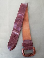 80s Vintage Joan and David Belt Leather Crocodile Embossed Brown Womens Sz Small