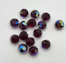 6pc Swarovski Crystal Garnet AB 8mm Faceted Round 5000 Beads; Iridescent Red