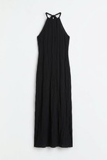 Nastygal LA Nights crinkle rouched maxi beach dress cover up black halter