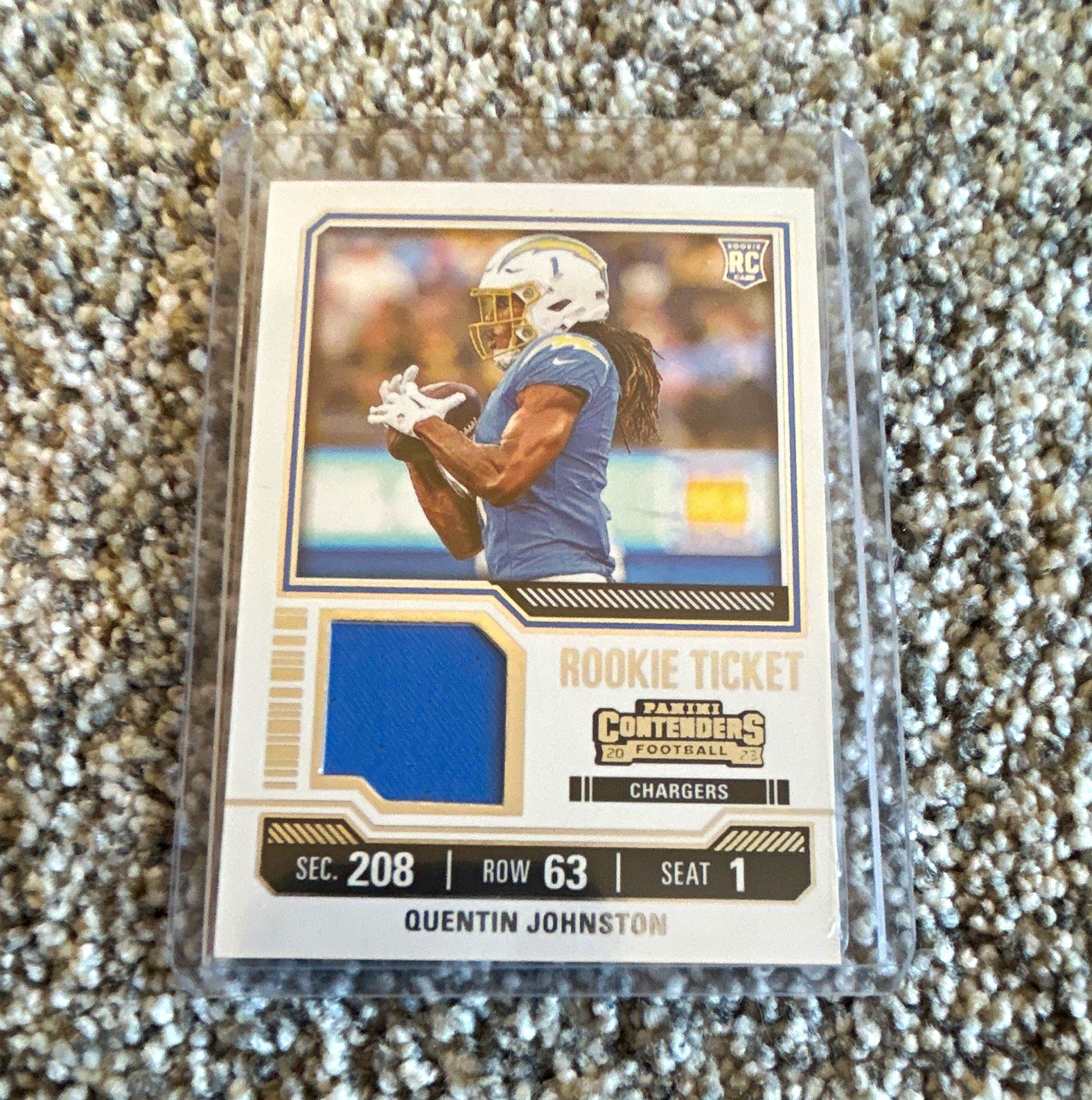 Panini 2023 Contenders Quentin Johnston RC Rookie Ticket Swatches Mem #TS27