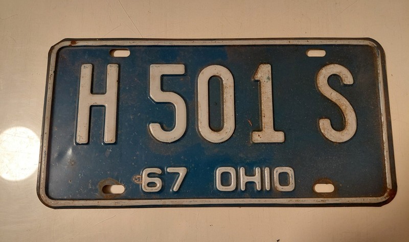1967 Ohio License Plate H 501 S