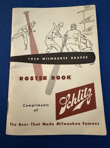 Milwaukee Braves MLB Baseball 1954 Roster Book
