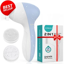 2-in-1 Silicone Facial Cleansing Brush Electric Exfoliating Spa Device - US