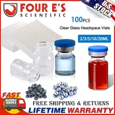 100PCS 2/3/5/10/20ml Glass Vials w/ Caps Headspace Lab Vials Small Sample vials