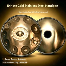 10 Note Gold Stainless Steel D Kurd Hand Pan Drum Percussion For Yoga Meditation