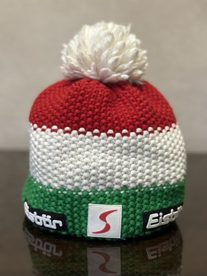 Eisbär Star Pompon MÜ Ski Beanie Hat Merino Wool Austria Ski Team Red White Gree