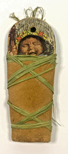 Grand Canyon Souvenir 1932 Papoose on Cradleboard Leather Wrapped Cardboard