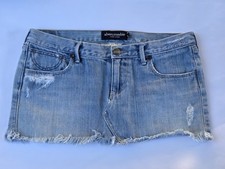 Vintage Y2K Abercrombie  Fitch Micro Mini Skirt Denim Jean Distressed Button 16