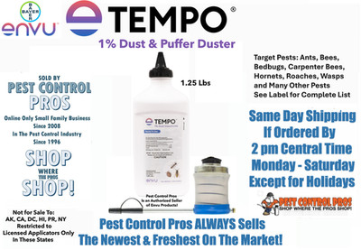 1.25 LB Tempo Dust Pest INSECTICIDE & Bellow Puffer Duster Bees Silverfish etc.