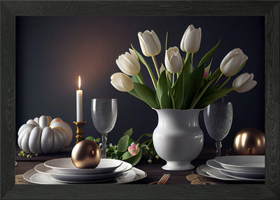 Ostern Tischgedeck gerahmt Wandbild Poster Leinwanddruck Bild