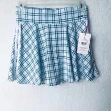NWT Justice Blue Green Tartan Plaid Skort Skater Skirt Girls School Sz L 12/14