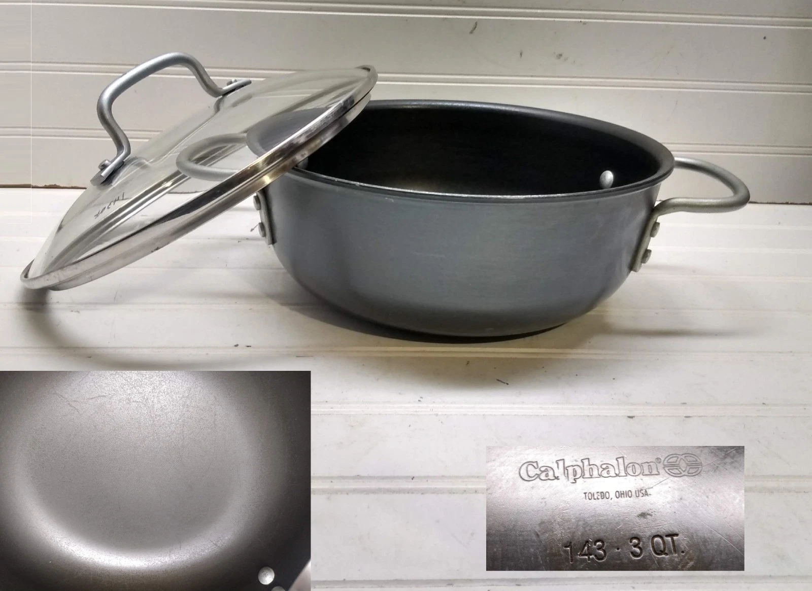 Calphalon Roaster 3Qt Non-Stick Aluminum 9" Wok Skillet Sauté Pot Fry Pan & Lid