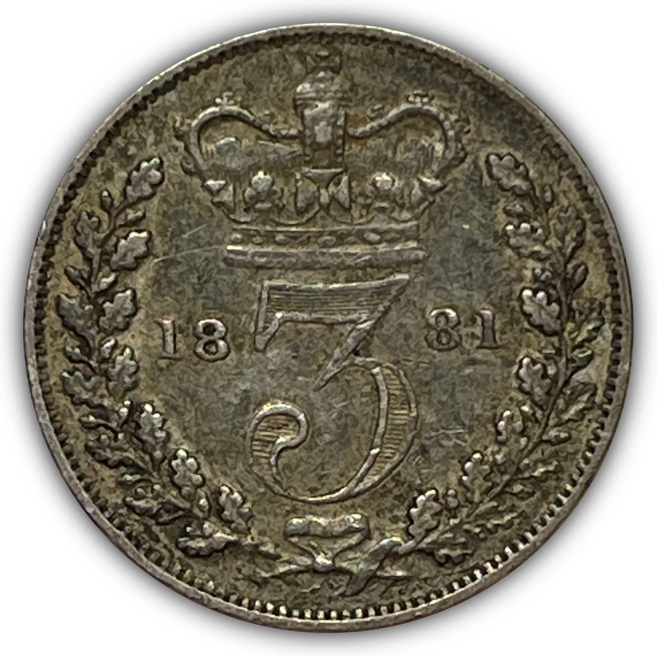 1881 Threepence Victoria Great Britain Very Fine VF Coin #28390 - Image 2 of 3