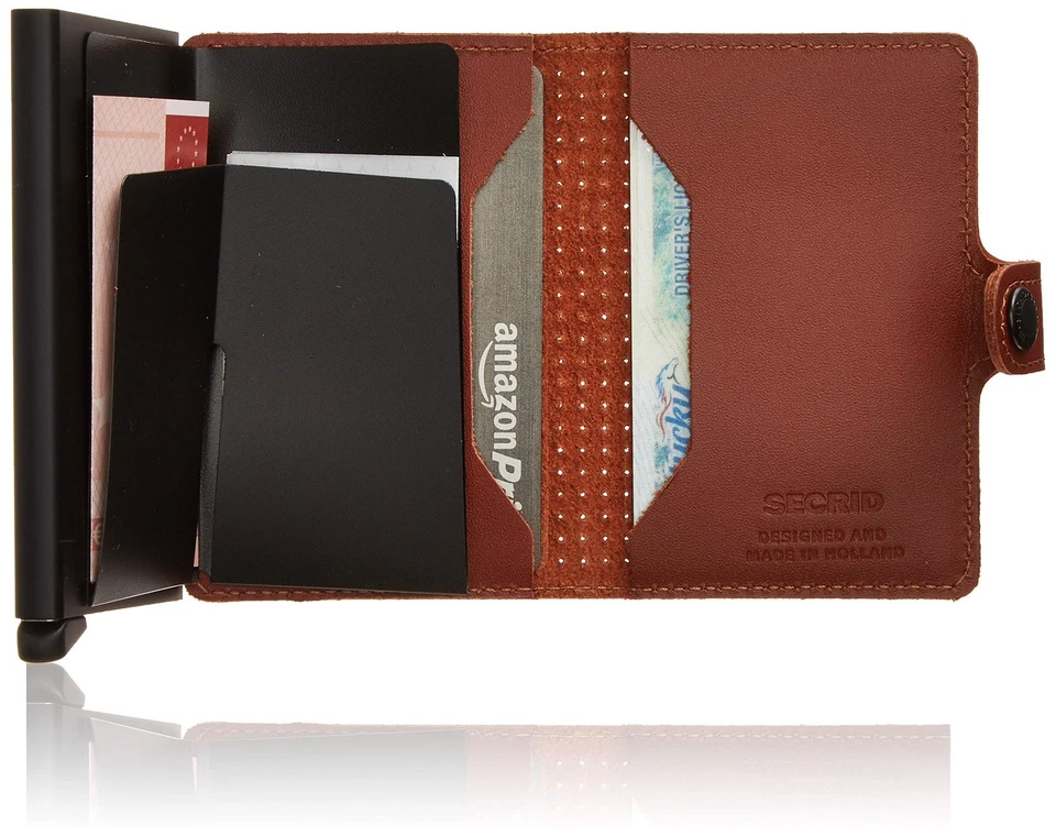 Secrid Mini Wallet Genuine Leather Perforated Cognac RFID Safe Card Case 12 Card - Image 2 of 4
