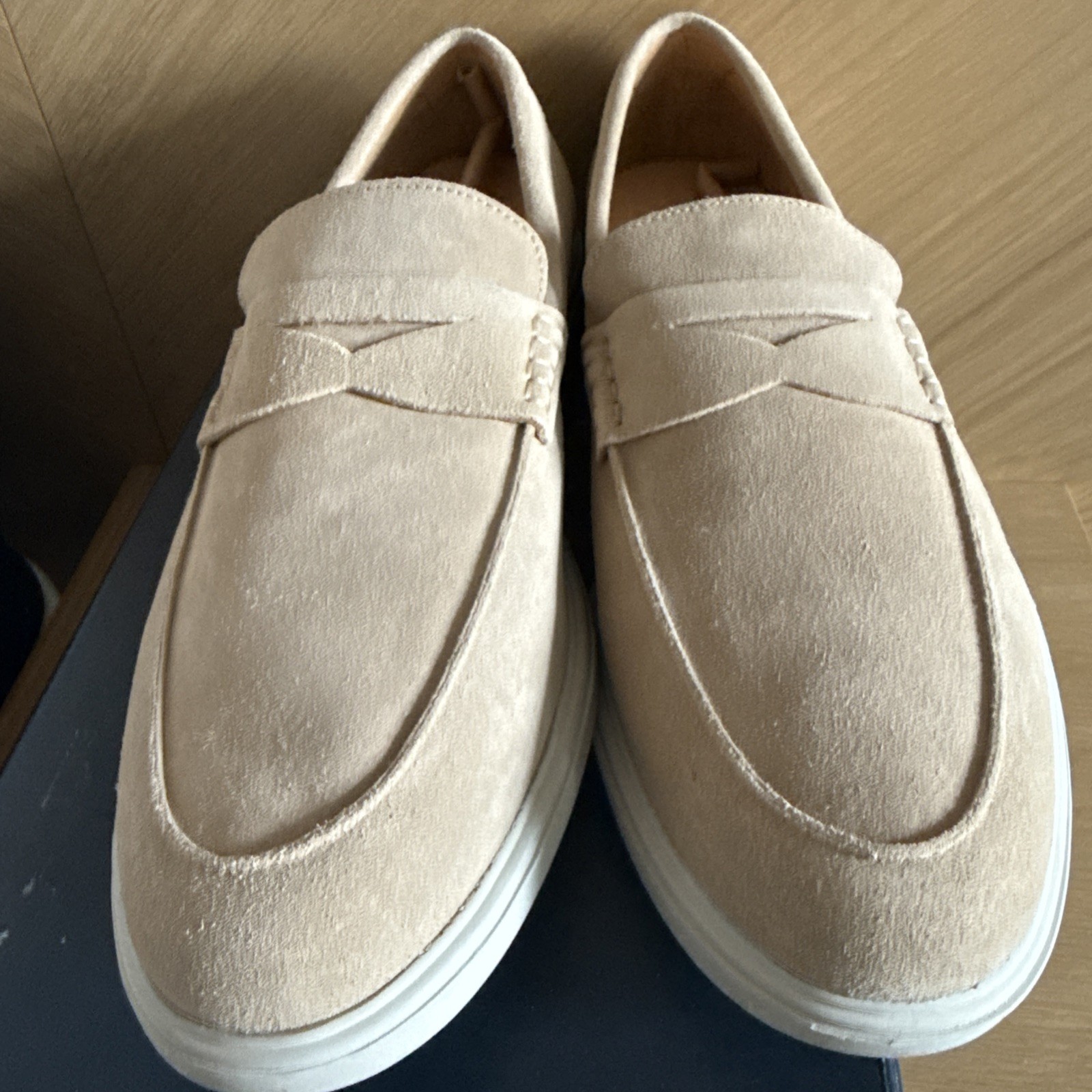 NEW MENS PETER MILLAR EXCURSIONIST PENNY LOAFER SHOES, 11.0 MEDIUM, SAND