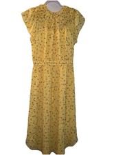 Loft Floral Dress Women’s Size Small Yellow Midi 