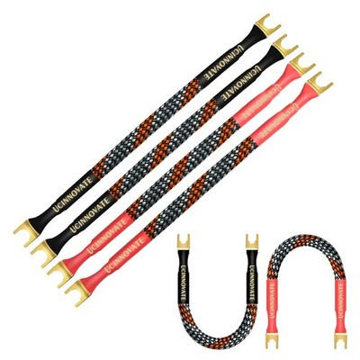 4 x HiFi OFC Speaker Jumper Cable with Spade, 21cm Speaker Cable Bridge Bi-Wi