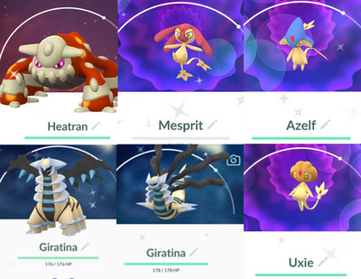   SHINY Giratina Origin Altered Shadow Force Heatran Mesprit Azelf Uxie  