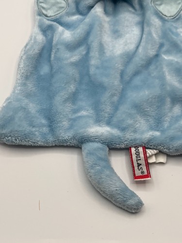 Douglas Blue Puppy Dog Baby Blanket Flat Satin Paws Security Lovey One Green Ear - Picture 5 of 10