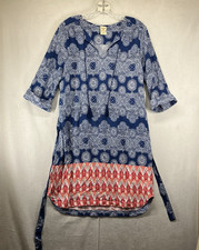 Women's All Rayon Shift Dress Small Tasseled Belted Soft Modern Hippie Festival