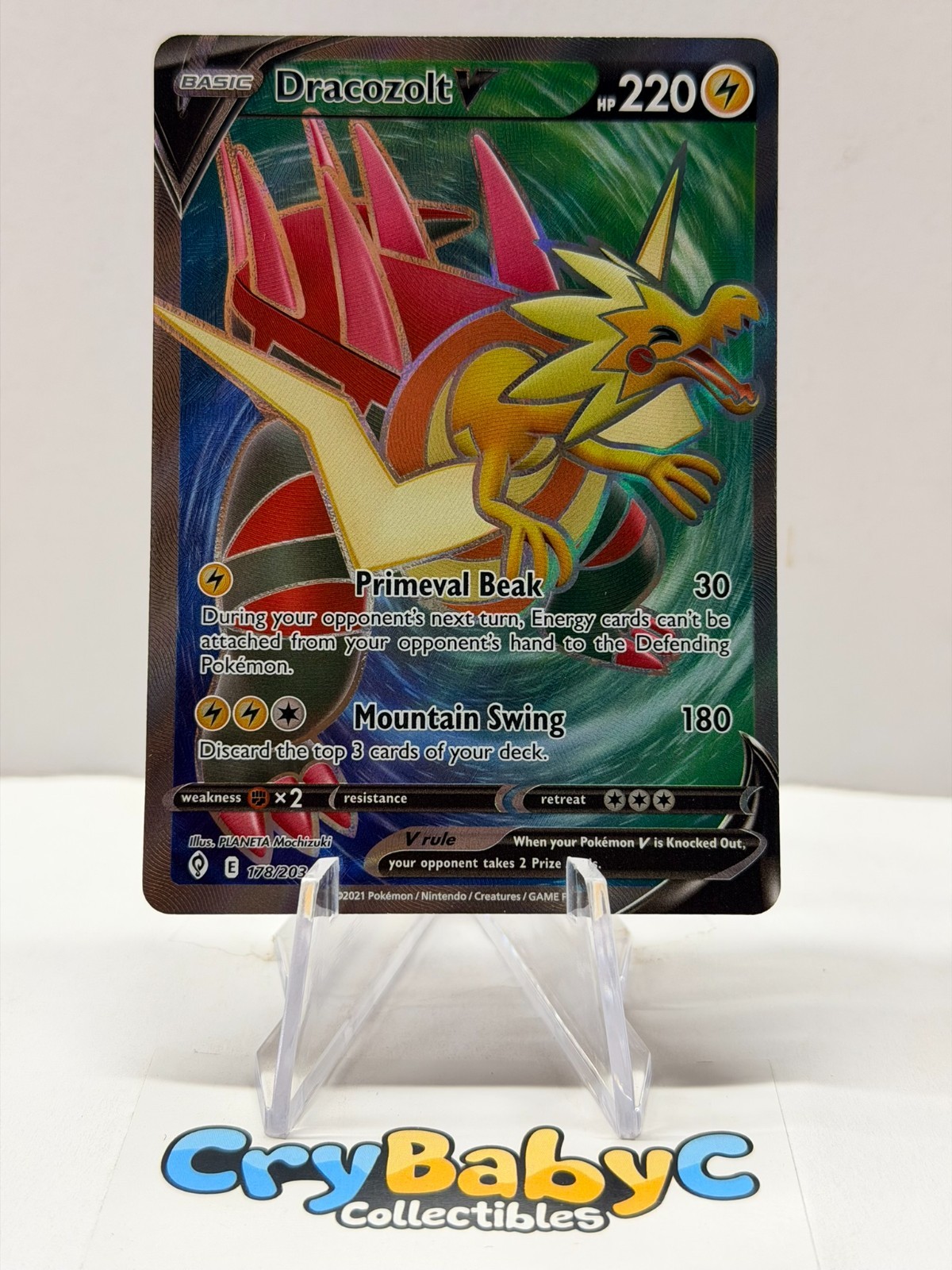 Pokemon Dracozolt V 178/203 Evolving Skies Sword & Shield FULL ART