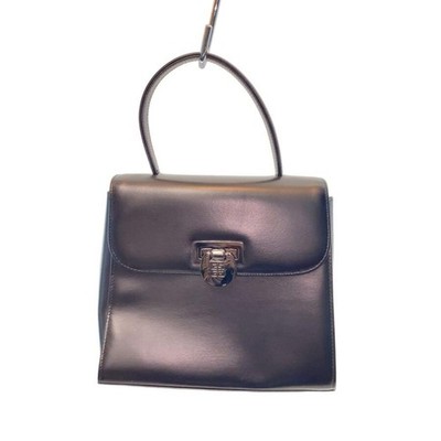 GIVENCHY Handtasche schwarz Leder Drehverschluss oberer Griff Vintage authent...