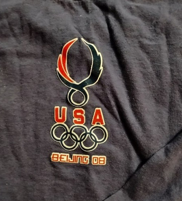 Olympics Beijing 2008 Shirt Navy USA Long Sleeve Crew Neck Large