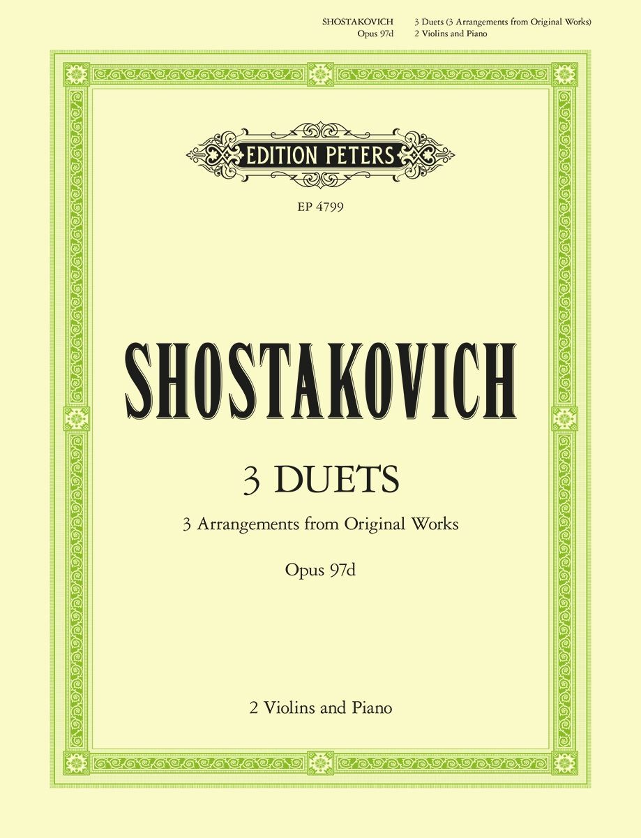 3 Duets Piano, Violin Instrumental Duet Music Shostakovich Edition Peters