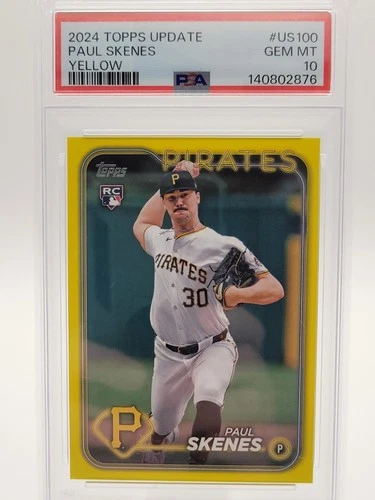 💛🔥 2024 Topps Update Paul Skenes Yellow Rookie PSA 10 Gem Mint Pirates ⚾🐐