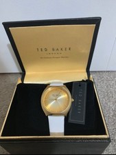 Image of Authentic Ted Baker London Watch Gold Dial White Strap New Battery NWT BNIB