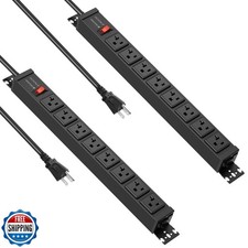 JUNNUJ 20 Amp Power Strip Heavy Duty 2 Pack, 4800J Surge Protector Metal Powe
