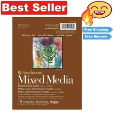Durable 400 Series Mixed Media Pad, 6"x8", 15 Sheets - Ideal for All Techniques