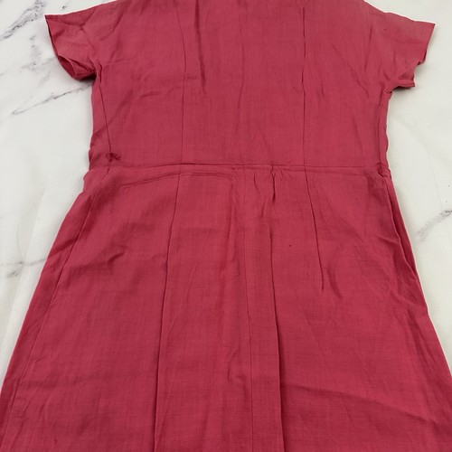 Lampl Womens Vintage 60s Sheath Dress Size S Pink White Scallop Buttons Linen - Picture 10 of 11