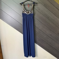 Bailey Blue Women's Embellished Empire Waist Maxi Dress Navy Small Boho