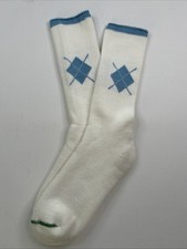 VTG Socks Acrylic 9-11 Mens Sport Crew Cut White Blue 80s 9-11 90s Golf Acrylic