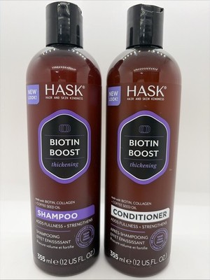 HASK Biotin Boost Shampoo & Conditioner Adds Fullness & Strengthens 12oz.    T14