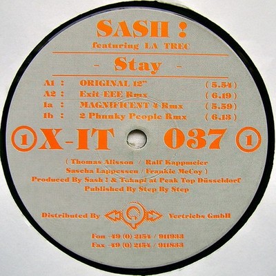 Sash! Featuring La Trec - Stay - German 12'' Vinyl - 1997 - X-IT Records