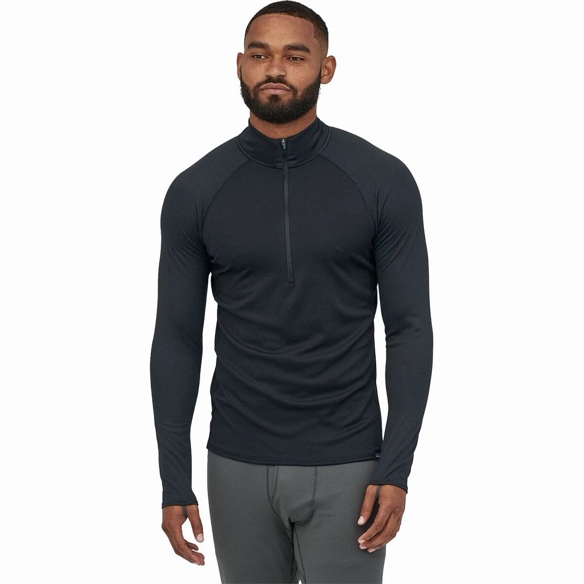 Patagonia Capilene 1/4 Zip Pullover Men Medium Black Base Layer Thermal Made USA
