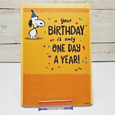 Hallmark Birthday Greeting Card 5x7 Snoopy Orange Confetti Niceness