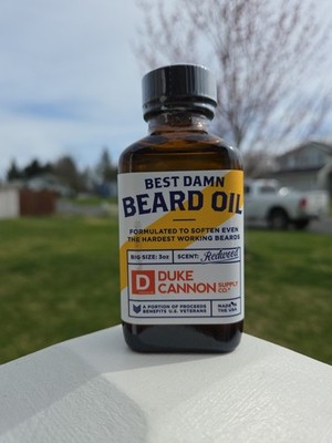 NEW SEALED Duke Cannon Supply Co. BEST DAMN BEARD OIL  3oz. Redwood Scented 