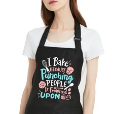 Funny Baking Aprons for Women with Pockets, Water Restistant Cooking Apron fo...